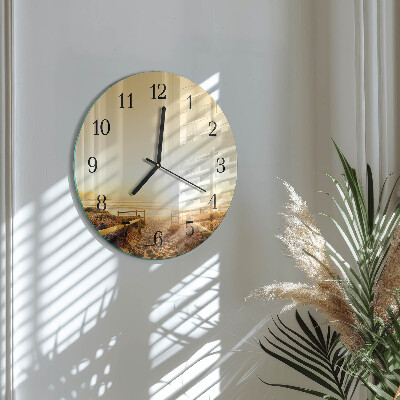 Glas wanduhr mit motiv rund Strandweg