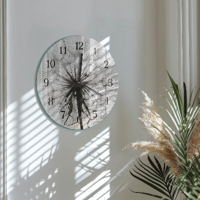 Wanduhr glas rund Löwenzahn