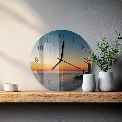 Runde wanduhr Leuchtturm Meer