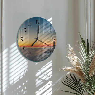 Runde wanduhr Leuchtturm Meer