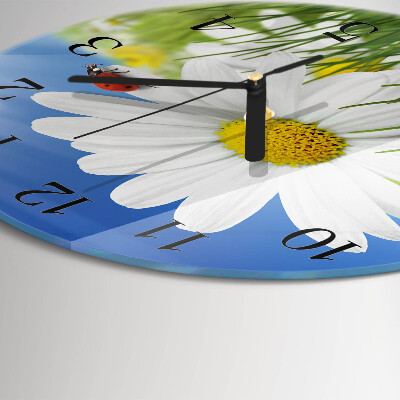 Runde wanduhr aus glas Die Blume und der Marienkäfer