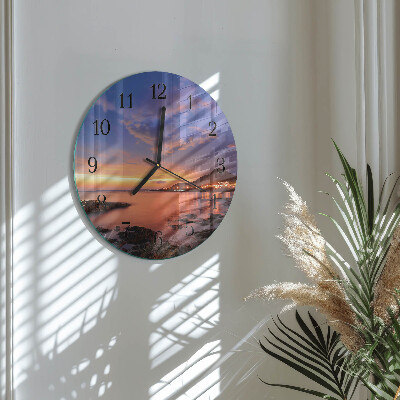 Glas wanduhr mit motiv rund Sea Island