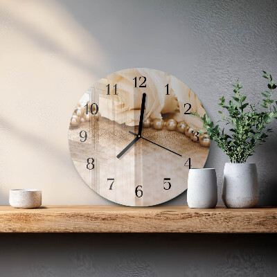 Glas wanduhr mit motiv rund Vintage-Rosen in Sepia