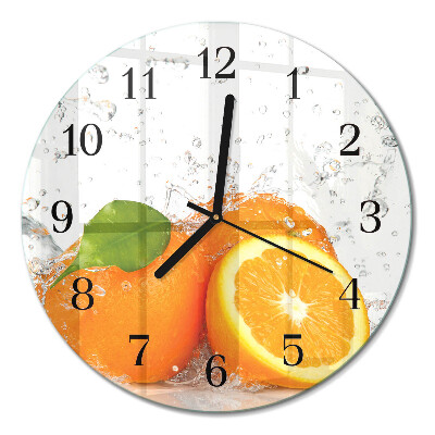 Glas wanduhr mit motiv rund Orangen