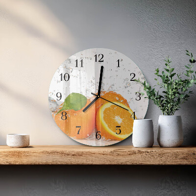 Glas wanduhr mit motiv rund Orangen