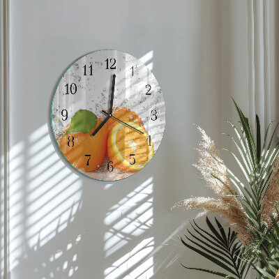 Glas wanduhr mit motiv rund Orangen