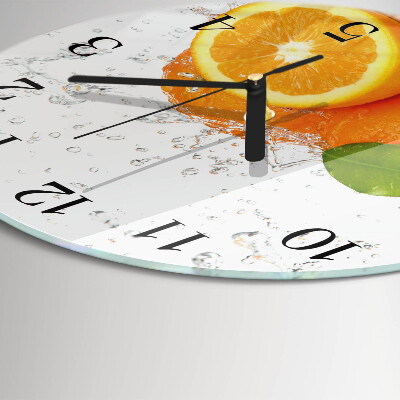 Glas wanduhr mit motiv rund Orangen