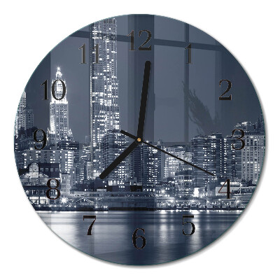 Runde wanduhr aus glas Horizont