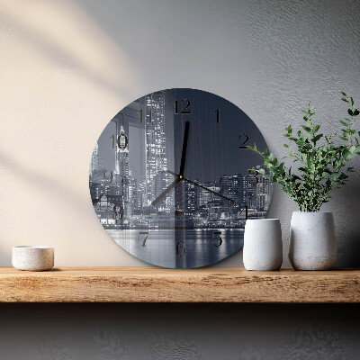 Runde wanduhr aus glas Horizont