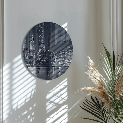 Runde wanduhr aus glas Horizont