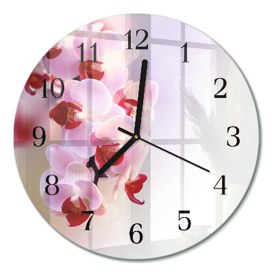 Glas wanduhr mit motiv rund Orchidee