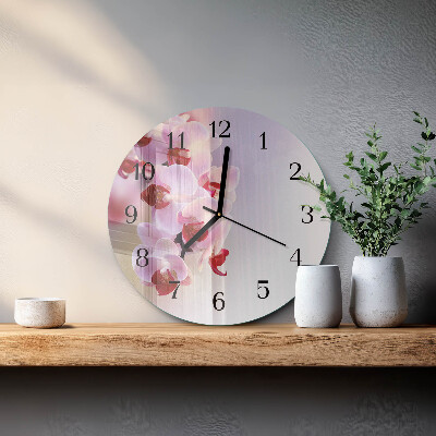 Glas wanduhr mit motiv rund Orchidee