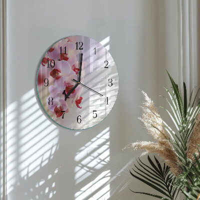 Glas wanduhr mit motiv rund Orchidee