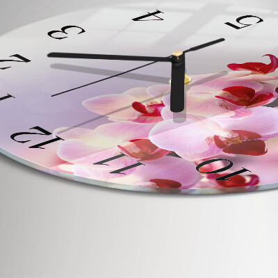 Glas wanduhr mit motiv rund Orchidee