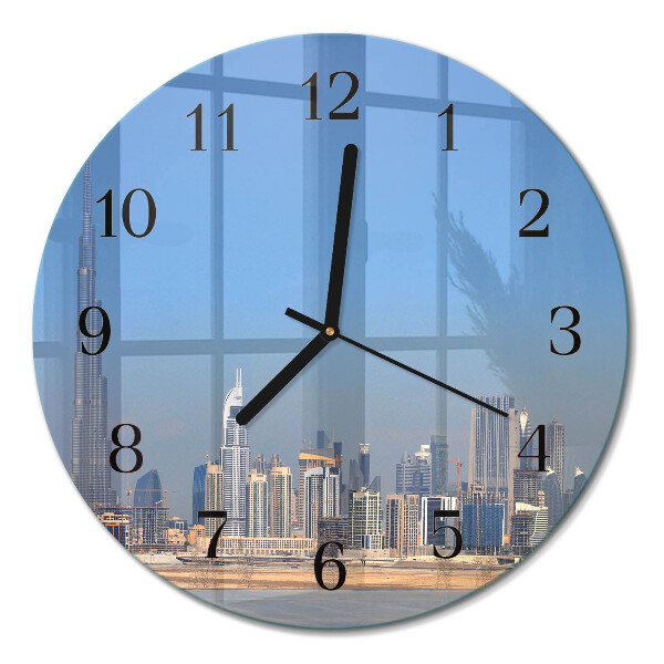 Glas wanduhr mit motiv rund Dubai Horizon