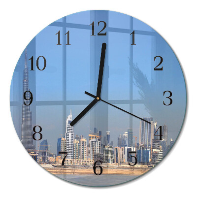 Glas wanduhr mit motiv rund Dubai Horizon
