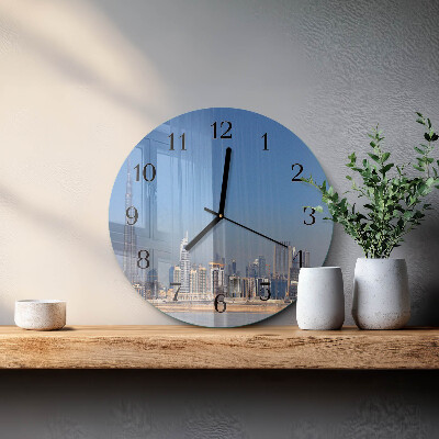 Glas wanduhr mit motiv rund Dubai Horizon