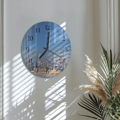 Glas wanduhr mit motiv rund Dubai Horizon