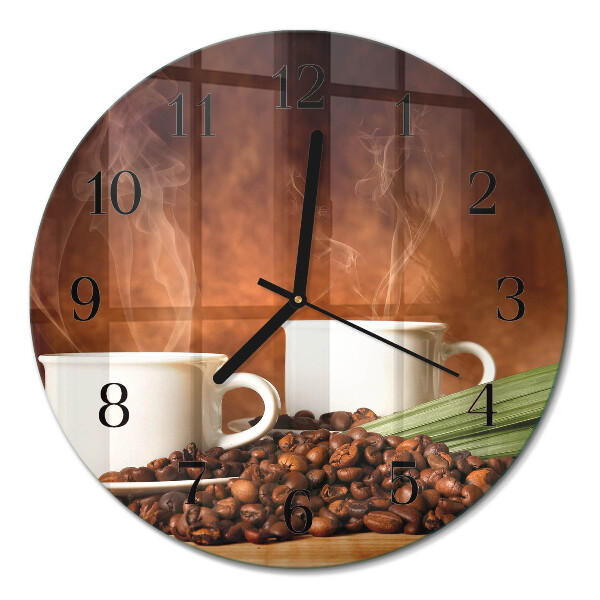 Runde wanduhr aus glas Tassen Kaffee