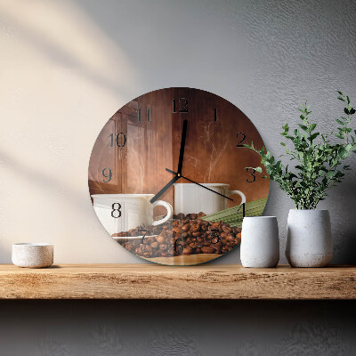 Runde wanduhr aus glas Tassen Kaffee