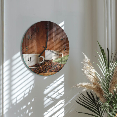 Runde wanduhr aus glas Tassen Kaffee