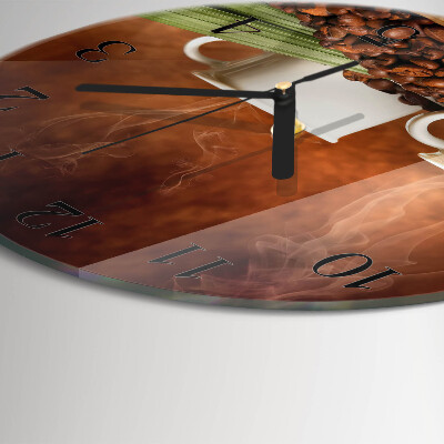 Runde wanduhr aus glas Tassen Kaffee