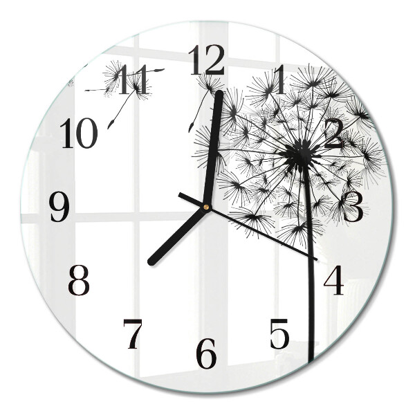 Glas wanduhr mit motiv rund Löwenzahn