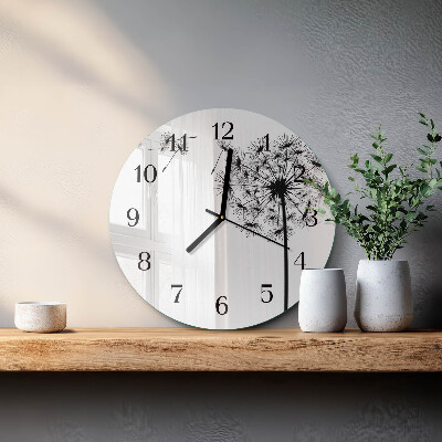 Glas wanduhr mit motiv rund Löwenzahn