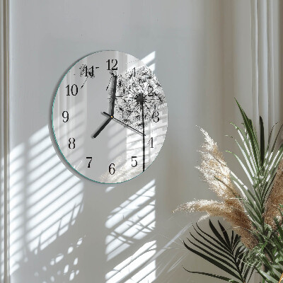 Glas wanduhr mit motiv rund Löwenzahn