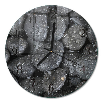 Runde wanduhr aus glas Steine ​​Wasser