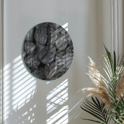 Runde wanduhr aus glas Steine ​​Wasser