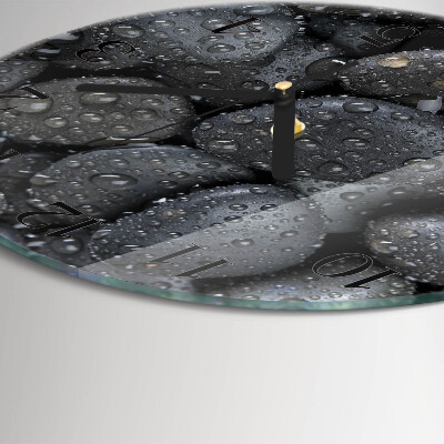 Runde wanduhr aus glas Steine ​​Wasser