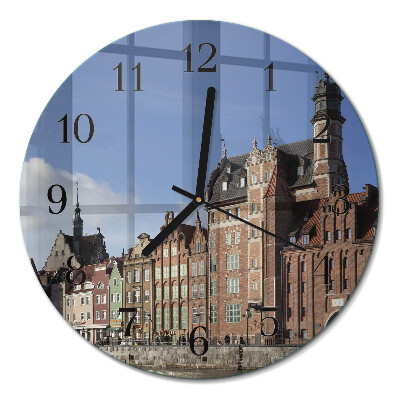 Glas wanduhr mit motiv rund Danzig