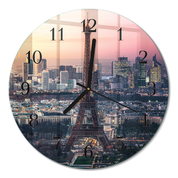 Wanduhr glas rund Eiffelturm Paris