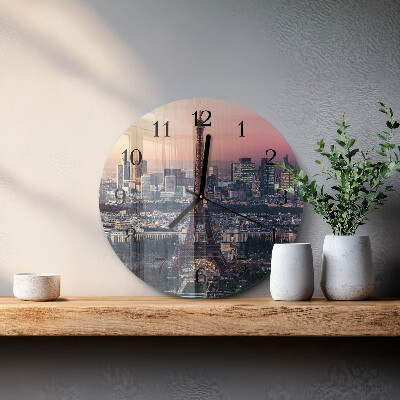 Wanduhr glas rund Eiffelturm Paris