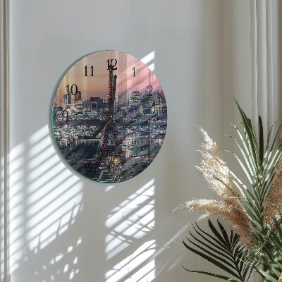Wanduhr glas rund Eiffelturm Paris