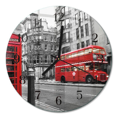 Runde wanduhr Roter Bus