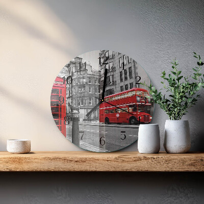 Runde wanduhr Roter Bus