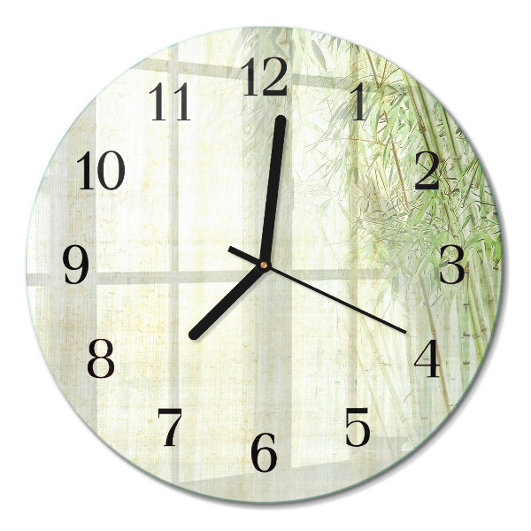 Runde wanduhr aus glas Bambus