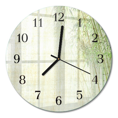 Runde wanduhr aus glas Bambus