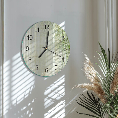 Runde wanduhr aus glas Bambus