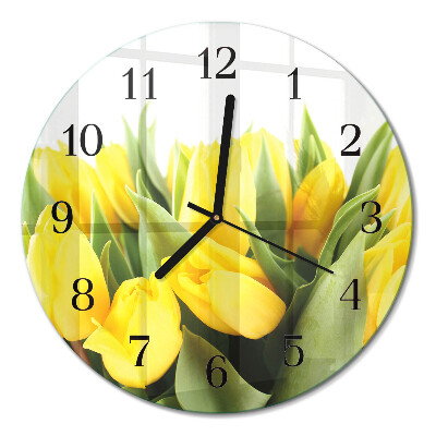 Glas wanduhr mit motiv rund Tulpen