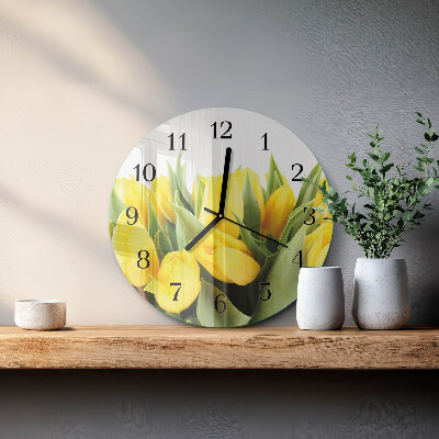 Glas wanduhr mit motiv rund Tulpen
