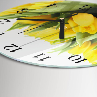 Glas wanduhr mit motiv rund Tulpen