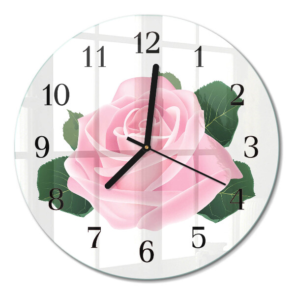Runde wanduhr aus glas Rose