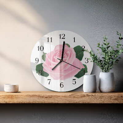 Runde wanduhr aus glas Rose