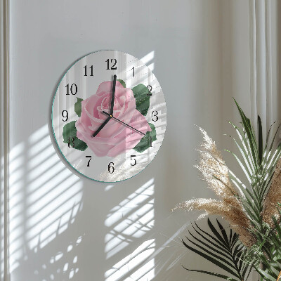 Runde wanduhr aus glas Rose