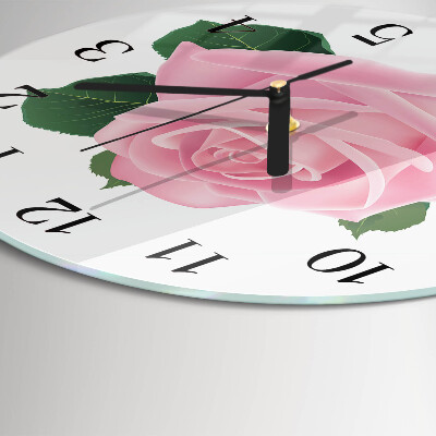 Runde wanduhr aus glas Rose