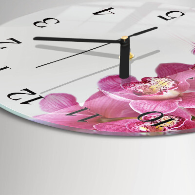 Glas wanduhr mit motiv rund Orchidee