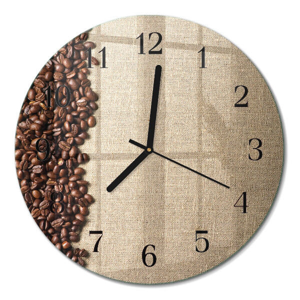 Glas wanduhr mit motiv rund Kaffeebohnen